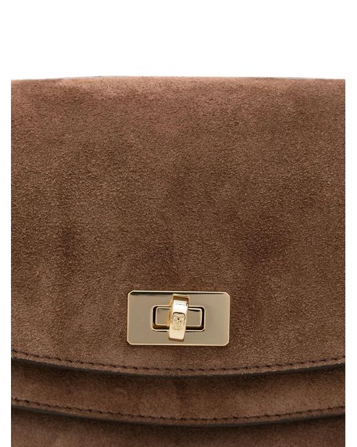 Sandro White Suede Twist-Lock Shoulder Bag