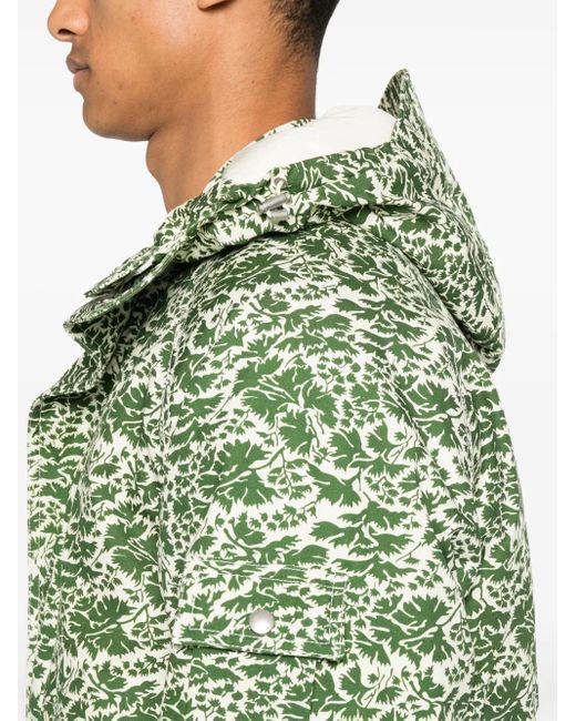 Fursac Green Floral-Print Puffer Jacket for men
