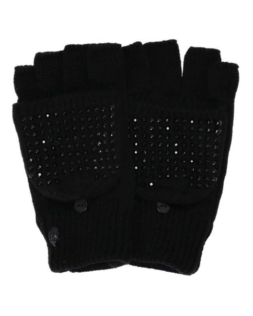 Kurt Geiger Black Crystal-Embellished Eagle Gloves