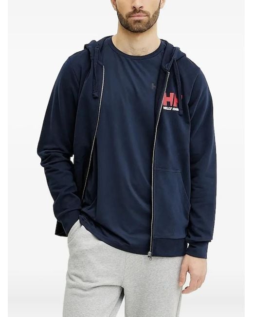 Helly Hansen Blue Logo-Detail Zip-Up Hoodie for men