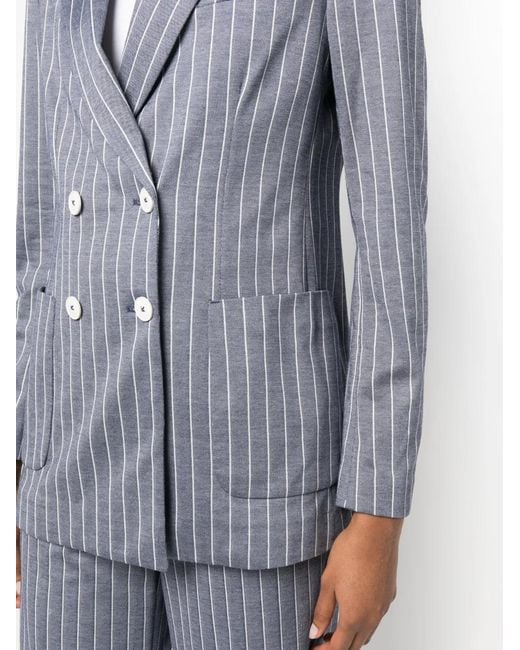 Circolo 1901 Blue Pinstripe-Pattern Double-Breasted Blazer