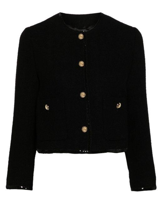 Veste en tweed à sequins Miu Miu en coloris Black