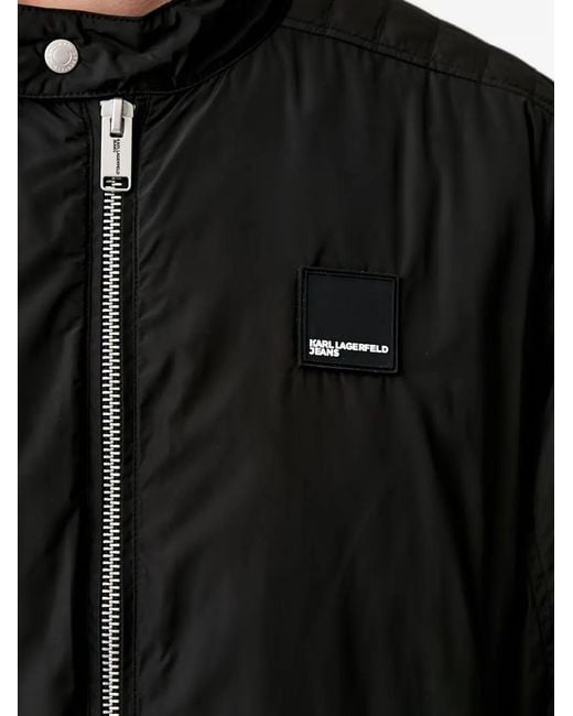 Karl Lagerfeld Black Logo-Patch Quilted-Panel Jacket for men