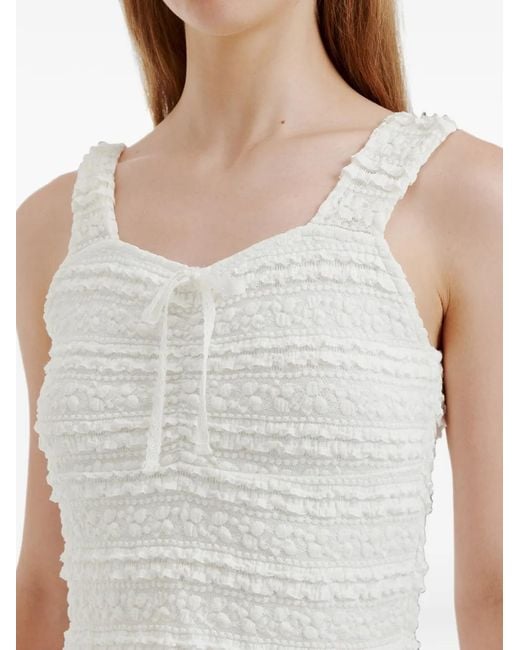 B+ AB White Ruffled Bow-Detail Top