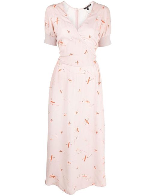 Armani Exchange Logoprint Wrap Midi Dress in Pink Lyst Canada