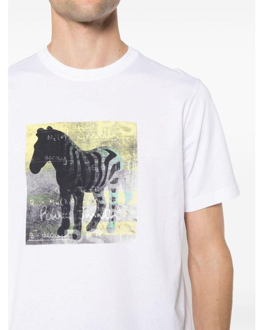 PS by Paul Smith T-Shirt aus Bio-Baumwolle mit Print in White für Herren