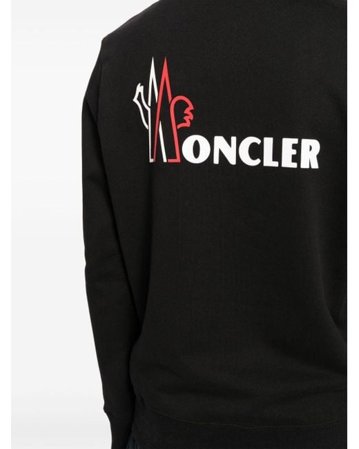 Moncler Black Logo-appliqué Cotton Sweatshirt for men