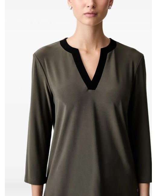 Joseph Ribkoff Gray V-Neck Three-Quarter-Sleeve Top