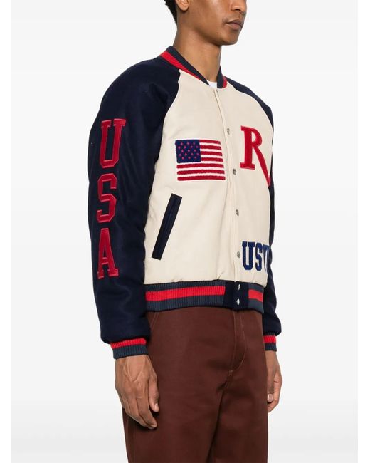 Rhude Blue St. Croix Varsity Jacket for men