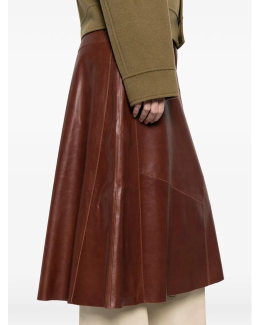 Arma Brown Panelled Midi Skirt
