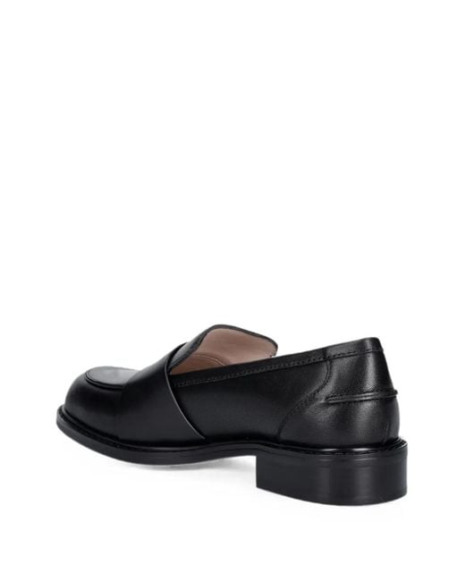 Coccinelle Black Double-Buckle Leather Loafers