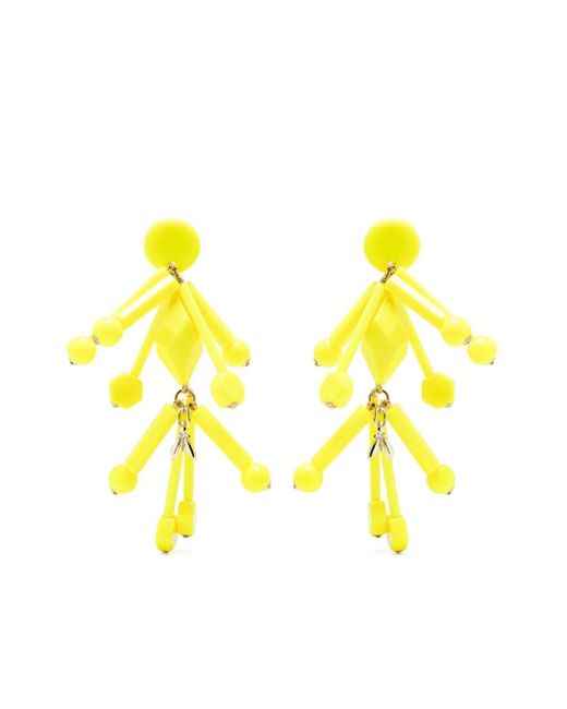 Patrizia Pepe Yellow Bead-embellished Clip-on Earrings