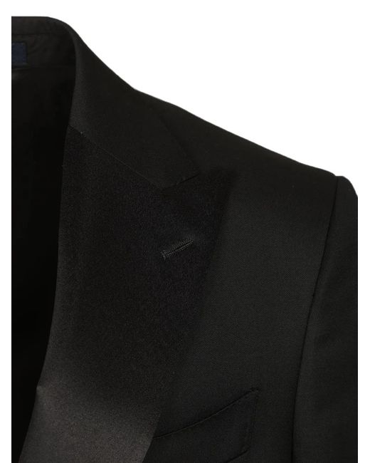Al Duca D'aosta Black Peak-Lapel Single-Breasted Suit for men