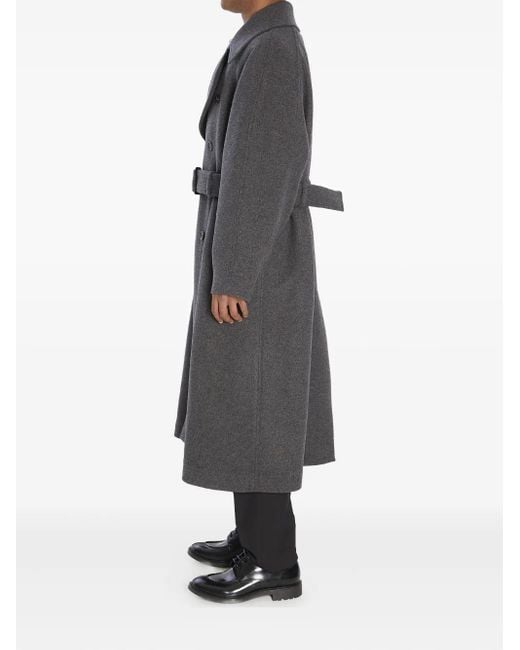 Saint Laurent Gray Double-Breasted Cashmere Coat for men