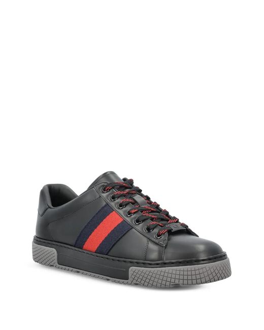 Gucci Black Ace Trainers With Web, Uk for men
