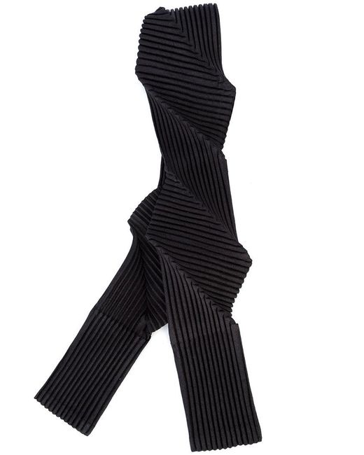 Homme Plissé Issey Miyake Black Pleated Twist Tie for men