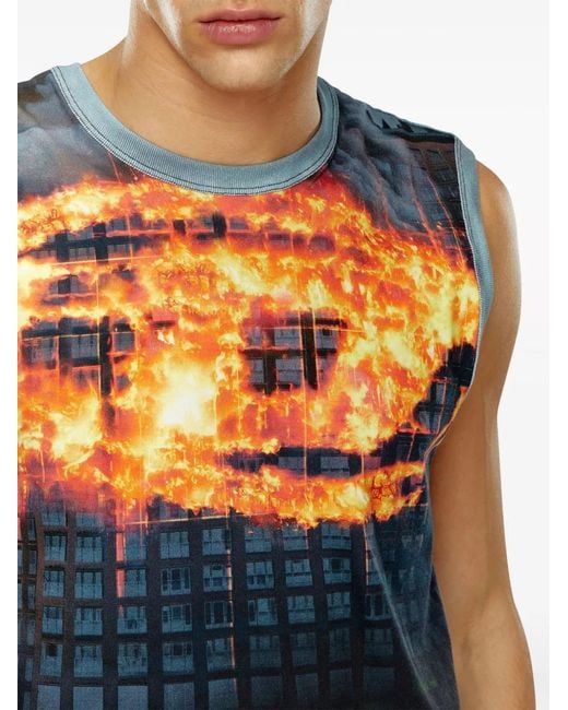 DIESEL Blue Tank Top With Burning Oval D Poster for men
