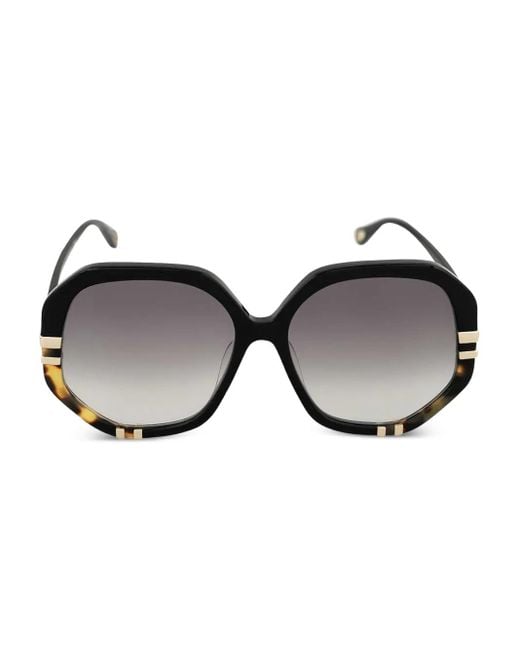 Chloé Black Geometric-Frame Sunglasses