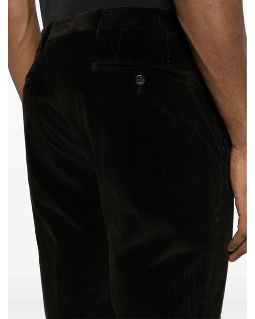 Corneliani Black Corduroy Straight-Leg Trousers for men