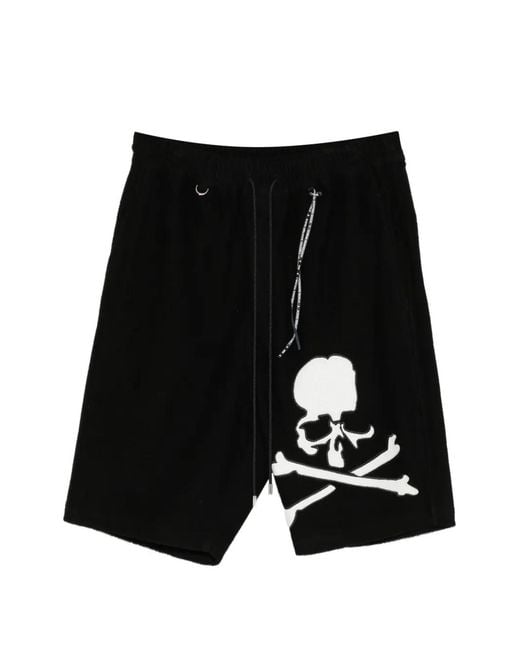 MASTERMIND WORLD Black Skull-Print Shorts for men