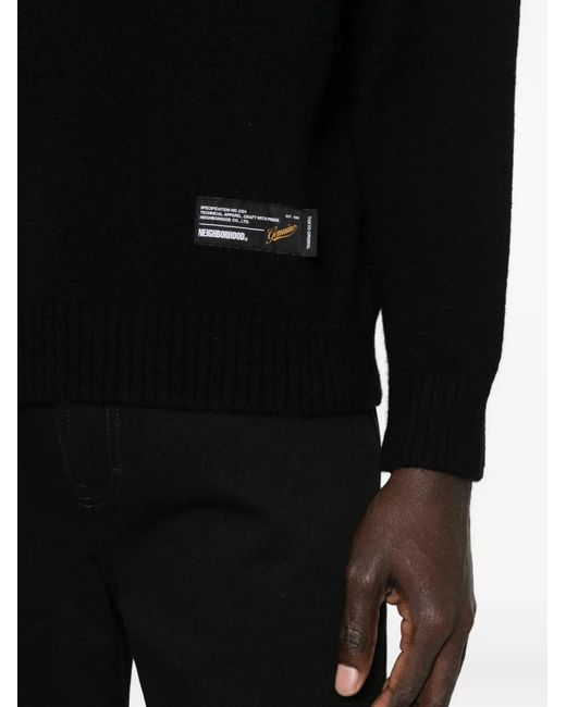 Neighborhood Black Crewneck Plain Sweater for men
