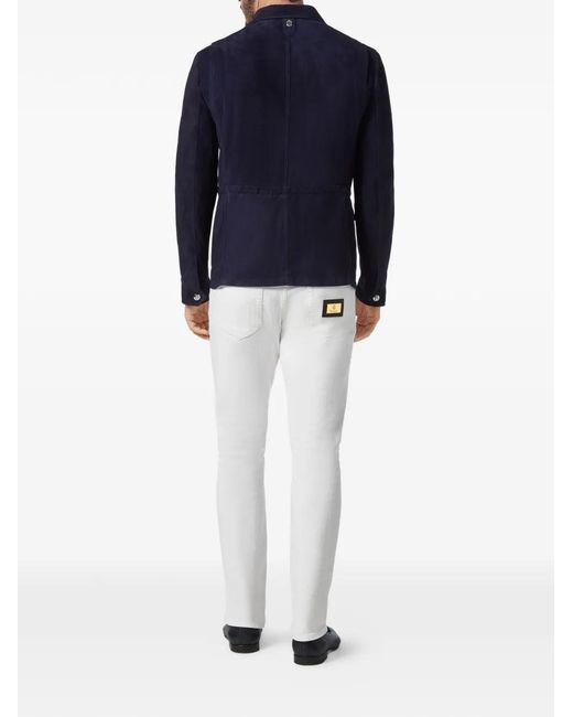 Billionaire Blue Veste En Daim À Boutonnière for men