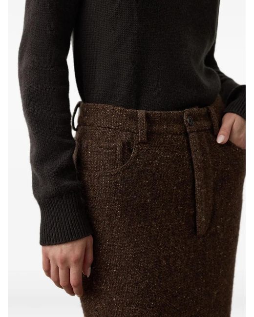 Polo Ralph Lauren Brown Tweed-Effect Five-Pocket Maxi Skirt