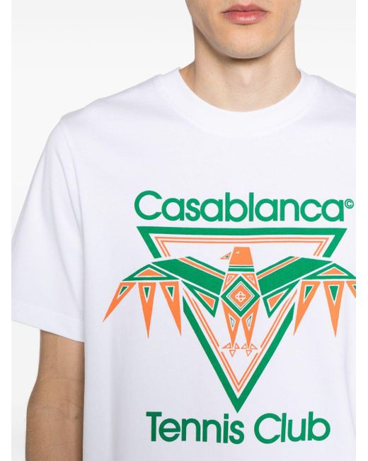 Casablancabrand Blue Playful Eagle Screen Printed T-Shirt for men