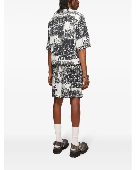 Acne Gray Abstract Pattern Print Shorts for men