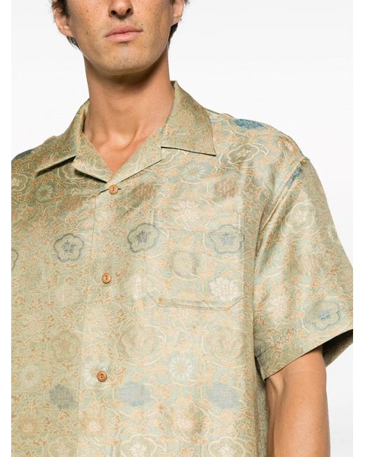 Visvim Natural Graphic-Print Silk Shirt for men