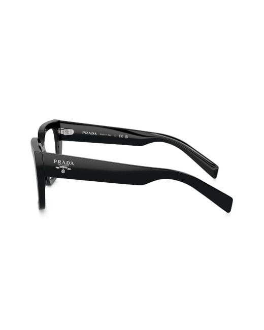 Prada Black Logo-Lettering Square Glasses