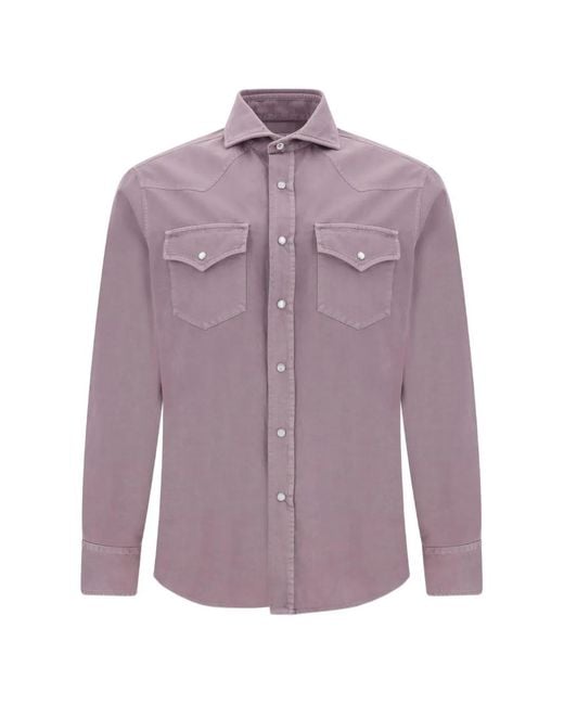 Brunello Cucinelli Purple Western-Yoke Button-Down Shirt for men