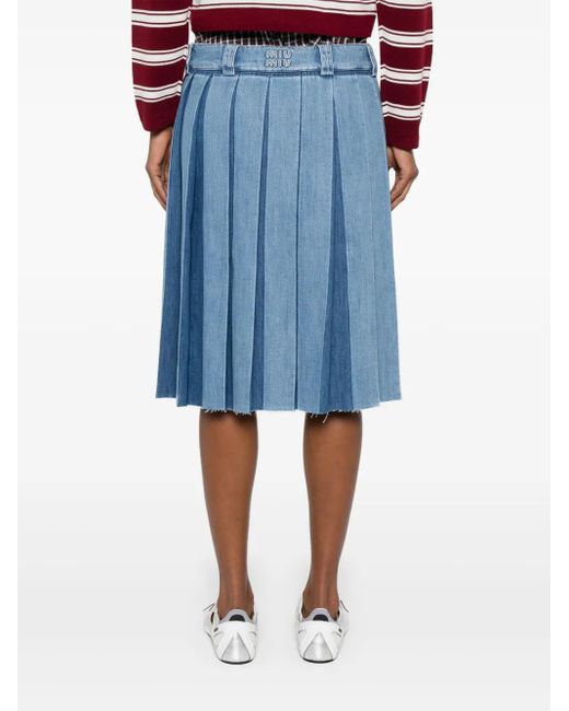 Miu Miu Blue Jeansrock Mit Falten