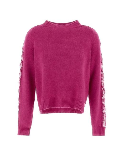 Herno Red Sequin-Embellished Sweater