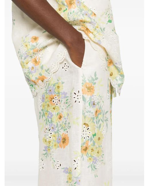 ALÉMAIS White Weite Hose mit Blumen-Print