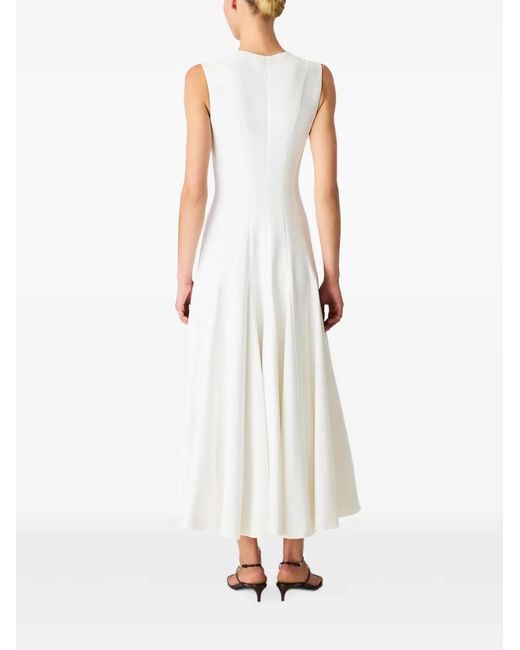 Another Tomorrow White Panelled Flare Midi Dress