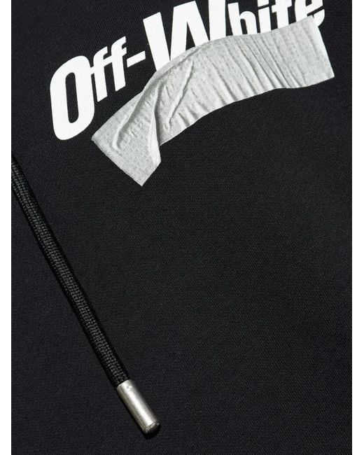 Off-White c/o Virgil Abloh Blue Logo-Detail Cotton Hoodie for men