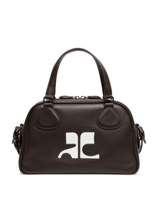 Courreges Black Reedition Bowling Leather Bag