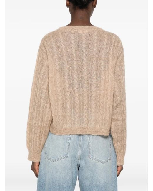 Kristina Ti Natural Cable-Knit Boat-Neck Sweater