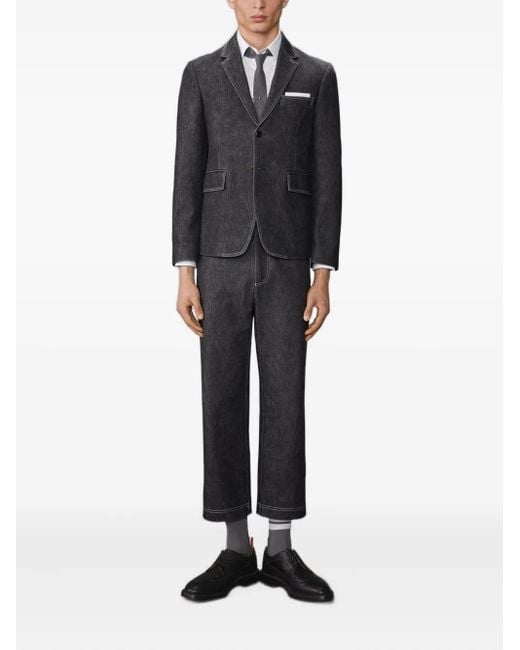 Thom Browne Black Buttoned Denim Jacket for men