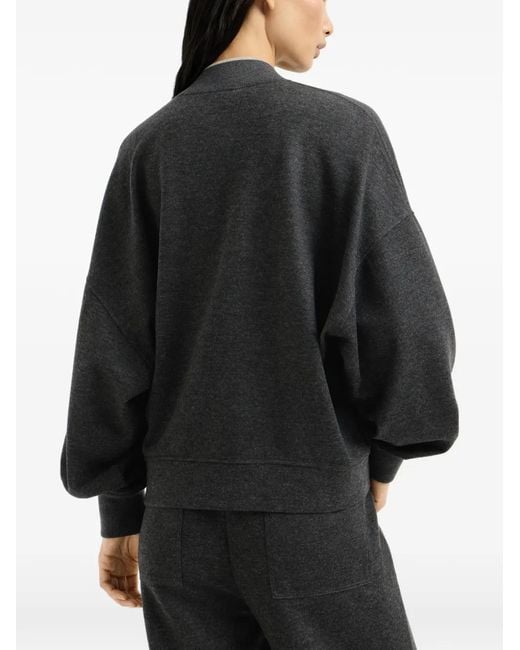 Brunello Cucinelli Black Logo-Patch Bomber Jacket