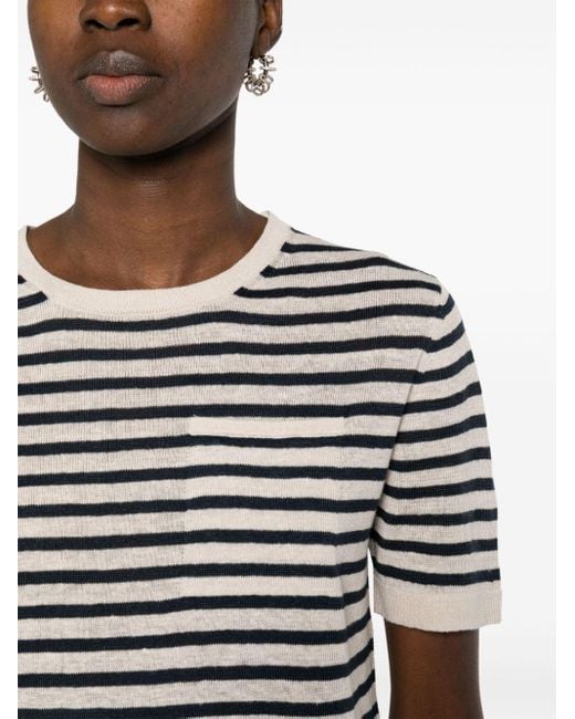 Max Mara Black Striped Linen T-Shirt