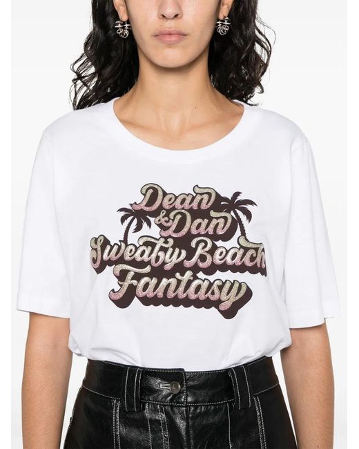 DSquared² White Sweaty Beach Fantasy Cotton T-Shirt