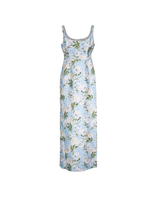 Sachin & Babi Blue Floral-Print Crystal-Embellished Dress