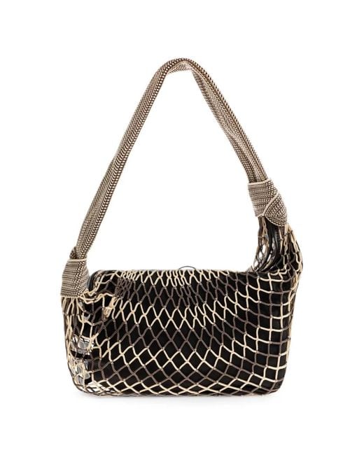 Lemaire Black Fortune Croissant Net-Overlay Shoulder Bag
