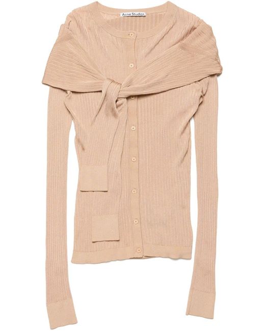 Acne Natural Ribbed-Knit Cardigan