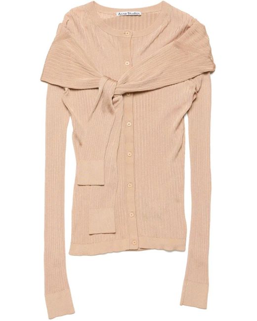 Acne Natural Ribbed-Knit Cardigan