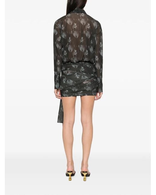 Patrizia Pepe Black Patrizia-Print Draped Dress