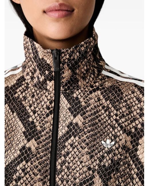 Adidas Black Satin Snake-Print Firebird Track Jacket