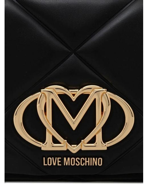 Love Moschino Black Quilted Logo-Detail Backpack